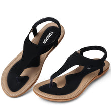 Load image into Gallery viewer, Black Cara Elastic Strappy Summer Sandals
