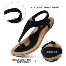 Load image into Gallery viewer, Black Cara Elastic Strappy Summer Sandals