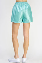 Load image into Gallery viewer, Glossy Turquoise Faux Leather Shorts