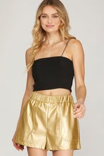 Load image into Gallery viewer, Pocketed High Waist Brown Faux Leather Shorts