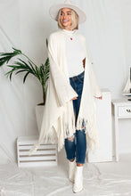 Load image into Gallery viewer, Harlow Knit Cream Braided Fringe Winter Cardigan w/Pockets
