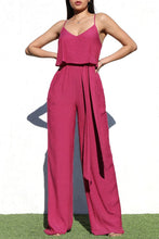 Load image into Gallery viewer, Chic Pink Sleeveless Layered Belted Jumpsuit