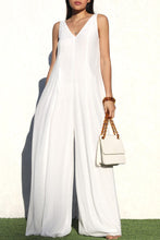 Load image into Gallery viewer, Carribean Dream White Sleeveless Wide Leg Style Jumpsuit