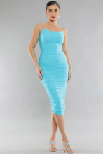 Load image into Gallery viewer, Monaco Chic Light Blue Sleevless Ruched Midi Dress