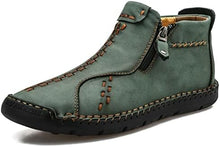 Load image into Gallery viewer, Men&#39;s Hand Stitched Green Leather Textured Boots