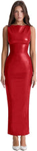 Load image into Gallery viewer, Modern Faux Leather Sleeveless Red Maxi Dress