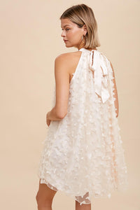 Beautiful Tulle White Mesh Halter Mini Dress