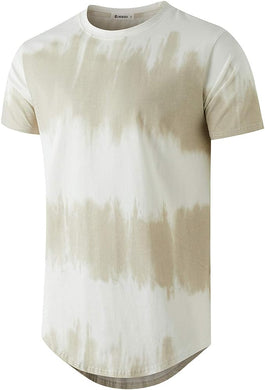 Men's Casual Beige/White Dyed Short Sleeve T-Shirt