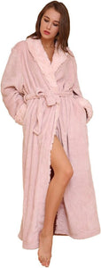 Luxury Brown Faux Fur Plush Long Sleeve Robe