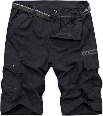 Men's Black Expandable Waist Casual Quick Dry Cargo Shorts