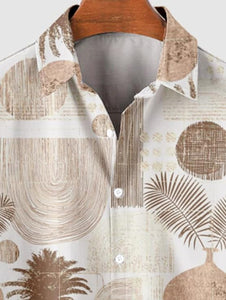 Men's Summer Floral Printed Short Sleeve B-warm White Shirt