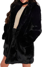Load image into Gallery viewer, Plus Size Long Sleeve Black Faux Fur Coat