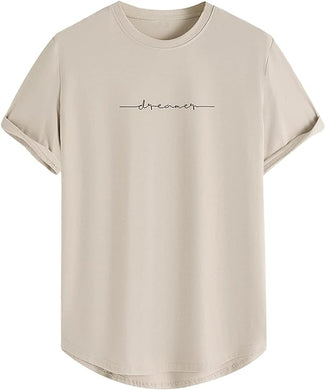 Men's Beige Dreamer Graphic Printed Short Sleeve T-Shirt