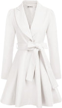 Load image into Gallery viewer, Duchess of York White Wool Puff Sleeve Belted A Line Pea Coat