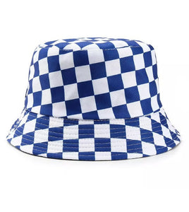 Checked Blue Unisex Summer Bucket Hat