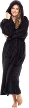 Load image into Gallery viewer, Warm Fleece Purple Long Plush Hooded Bathrobe