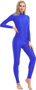 Navy Blue Long Sleeve Zip Back Leotard Catsuit/Jumpsuit