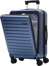 Load image into Gallery viewer, 20&quot; Luggage Blue Carry On with Front Zipper Laptop Pocket Suitcase