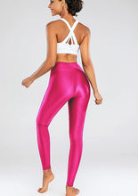 Load image into Gallery viewer, High Waist Shiny Pink Stretch Leggings