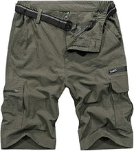 Load image into Gallery viewer, Men&#39;s Black Expandable Waist Casual Quick Dry Cargo Shorts
