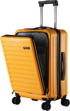 Load image into Gallery viewer, 20&quot; Luggage Yellow Carry On with Front Zipper Laptop Pocket Suitcase