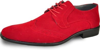 Men's Red Oxford Suede Wingtip Leather Dress Shoes