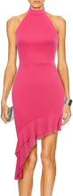 Load image into Gallery viewer, Pink Halter Ruffle Hi Lo Midi Dress