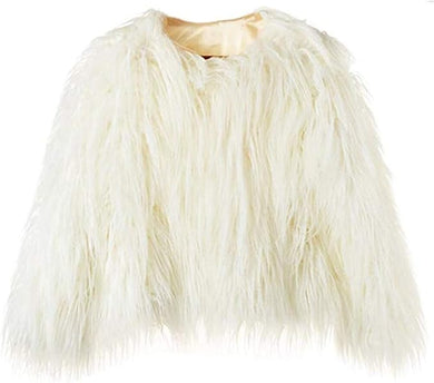 White Shaggy Faux Fur Fluffy Winter Jacket