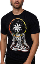Load image into Gallery viewer, Men&#39;s Black Universe Glow In The Dark Print Short Sleeve T-Shirt