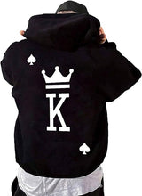 Load image into Gallery viewer, Men&#39;s Black King Poker Card Long Sleeve Hoodie Pull Over Sweatshirt