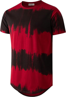 Men's Casual Black/Red Dyed Short Sleeve T-Shirt