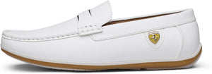 Men's Italian Style White Vegan Leather Moccasin Loafers