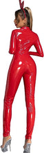 Load image into Gallery viewer, Black Latex Long Sleeve Catsuit/Jumpsuit