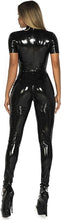 Load image into Gallery viewer, Black Latex Short Sleeve Catsuit/Jumpsuit