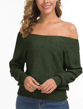 Load image into Gallery viewer, Soft Knit Mint Green Off Shoulder Long Sleeve Winter Sweater