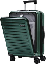 Load image into Gallery viewer, 20&quot; Luggage Hunter Green Carry On with Front Zipper Laptop Pocket Suitcase