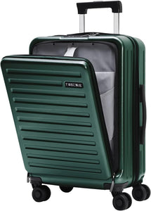 20" Luggage Hunter Green Carry On with Front Zipper Laptop Pocket Suitcase