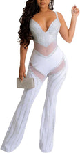 Load image into Gallery viewer, White Studded Mesh Sweetheart Sequin Sleeveless Jumpsuit