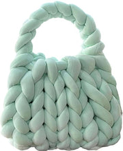 Load image into Gallery viewer, Handwoven Chunky Yarn Knit Green Shoulder Bag Handmade Braided Purse
