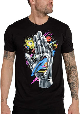 Men's Casual Black Hand Design Short Sleeve T-Shirt