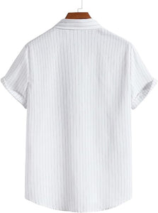 Men's Summer Floral Printed Short Sleeve A-white Shirt