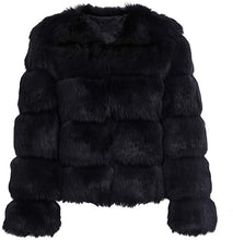 Load image into Gallery viewer, Winter Wonderland Black Faux Fur Long Sleeve Jacket