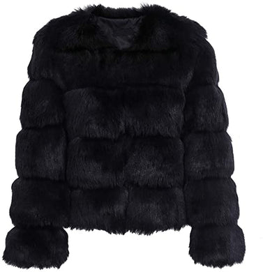 Winter Wonderland Black Faux Fur Long Sleeve Jacket