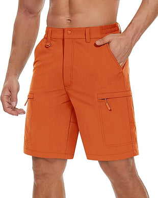 Men's Orange 5 Pocket Casual Cargo Shorts