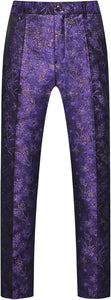 Men's Luxe Purple Floral 4pc Blazer & Pants Formal Suit