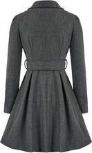 Load image into Gallery viewer, Duchess of York Grey Wool Puff Sleeve Belted A Line Pea Coat