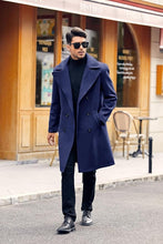 Load image into Gallery viewer, Men&#39;s Stylish Navy Blue Lapel Collar Breasted Trench Coat