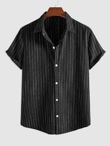 Men's Summer Floral Printed Short Sleeve A-Black Shirt