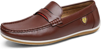 Men's Italian Style Brown Vegan Leather Moccasin Loafers
