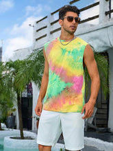 Load image into Gallery viewer, Men&#39;s Yellow Tie Dye Sleeveless Tank Top